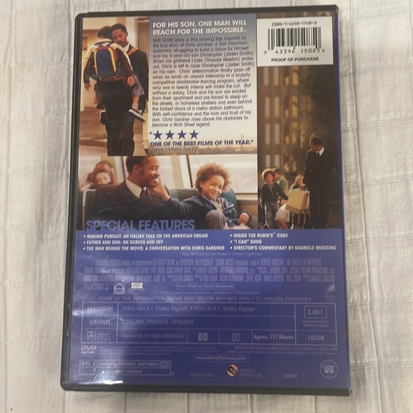 The pursuit of happyness dvd with Will Smith inspired by true story - Picture 2 of 3